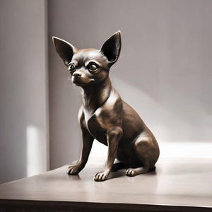 3D Printed Chihuahua Statue: Minimalist Dog Lover Decor