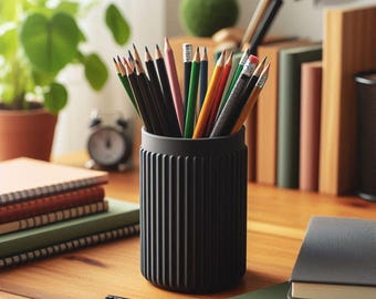Modern Ribbed Pencil Holder