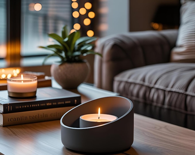 Modern Asymmetrical Candle Holder – Sculptural Glow, Minimalist Form | Tealight Votive Stand, Zen Mantel Accent, Housewarming Gift