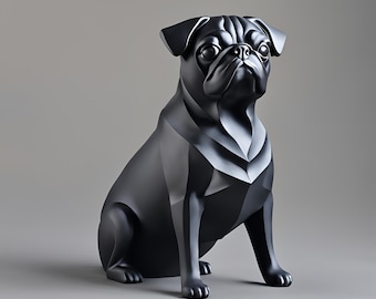 Statue Carlin Art Dog Sur Socle Bois - édition Limitée, Neuve