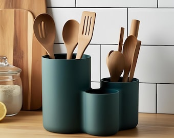 Modern Triple Kitchen Utensil Holder