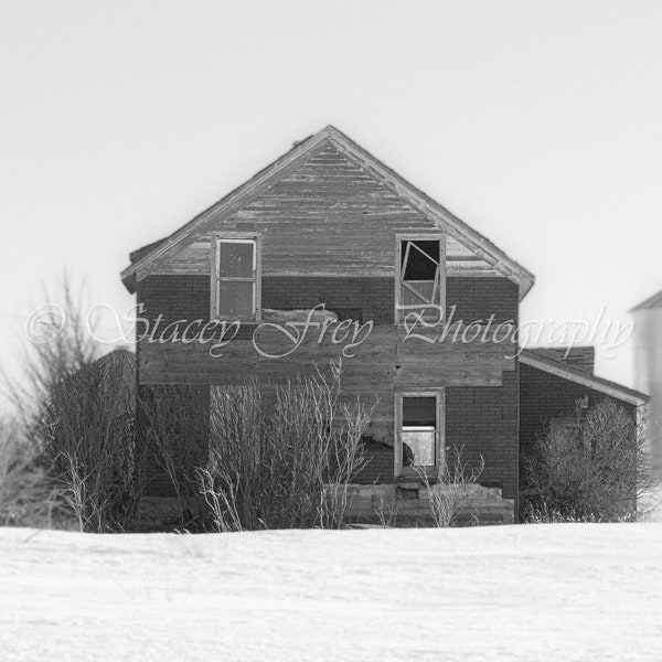 Abandoned House- Black & White- Digital Print