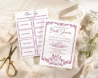 Invitación de despedida de soltera Regency, invitación editable dibujada a mano con tema Bridgerton, decoración de despedida de soltera de época, elegante despedida de soltera botánica con clase