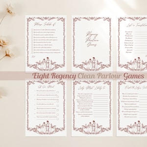 CLEAN Regency Parlour Games for a Classy Games Night, Elegantly Themed Bundle for Indoor Fun in Austen Style High Tea, Terracotta Colour