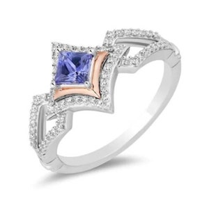 Enchanted DIsney 1.25 CTW Tanzanite & Diamond princess celebration Engagement Ring in 925 Sterling Silver | Proposal Ring for Girlfriend