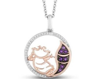 Disney Treasures Alice in Wonderland 'Cheshire Cat' Amethyst Gift Pendant | Disney Treasures Alice Pendant | Valentine's Gift | Cheshire Cat