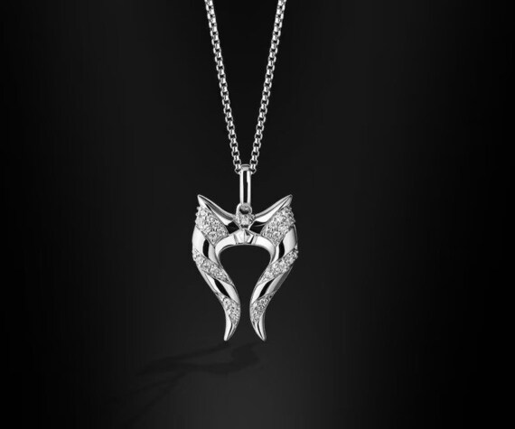 Ahsoka Tano Inspired Women's Pendant Necklace with 1/4 CT.TW. Diamonds in 925 Sterling Silver, anniversary Gift For Her, Star Wars Fans Gift