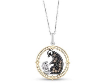 1/6 C.t.t.w Champagne, Black & White Diamond Merida Queen Elinor Bear Pendant | Christmas gifts for Mom