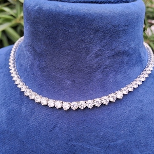 10 Ct Round Cut Lab Created Diamond Women&#39;s Tennis Necklace 14k White Gold Over, Engagement Gifts For Her, Tennis Necklcae for Wife/Daughter