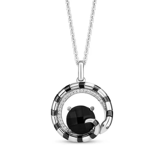 Disney Treasures The Nightmare Before Christmas Snake Necklace925,Sterling  Silver with Black Onyx Diamond,Birthday Gifts for