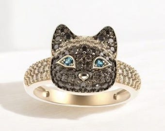 Cat lover's Gift Siamese kitten Ring in 925 sterling silver | fancy cat face Ring for women | Birthday gifts for women |