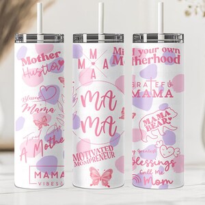 Mom Affirmationen Sublimationsdesign Tumbler Wrap Digitaler Download Tumble Png Wrap Nahtlose Tumbler Wrap Mama Geschenk für Mama Skinny Tumbler