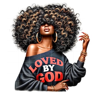 Czarna dziewczyna magia PNG: Afro dziewczęcy clipart, plik królowej melaniny (pobieranie cyfrowe) Pakiet melaniny kochany przez Boga