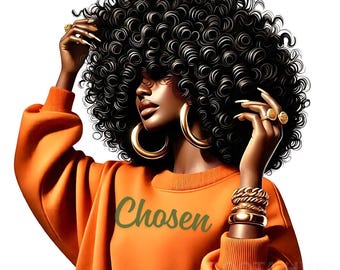 Afro Girly Png, Clipart, Black Girl Magic, Melanin Queen File, Journal, Wall Art, Sublimation, Mug, Tumbler, Tote, UV DTF Digital Download