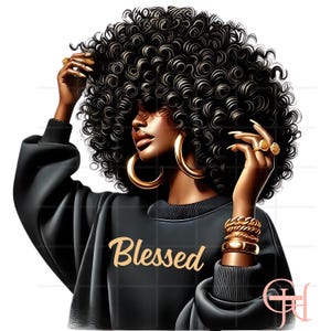 Black Girl Magic PNG: Afro Girly Clipart, Melanin Queen File (Digital Download) Melanin Bundle