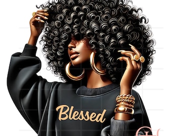 Black Girl Magic PNG: Afro Girly Clipart, Melanin Queen File (Digital Download) Melanin Bundle