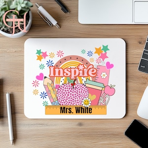 Teacher Inspire Mousepad, Sublimation Png, Digital File, Teachers Gift, Personalized Mousepad Png, Instant Download, Teacher Appreciation