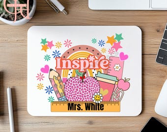 Teacher Inspire Mousepad, Sublimation Png, Digital File, Teachers Gift, Personalized Mousepad Png, Instant Download, Teacher Appreciation