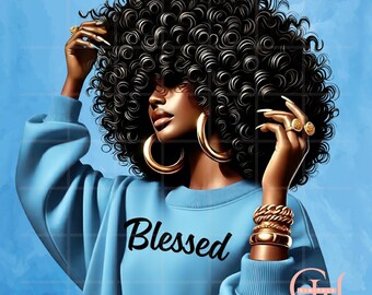 Black Girl Magic PNG: Afro Girly Clipart, Melanin Queen File (Digital Download) Melanin Bundle