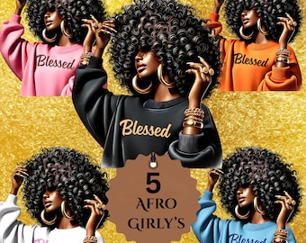 Black Girl Magic PNG: Afro Girly Clipart, Melanin Queen File (Digital Download) Melanin Bundle