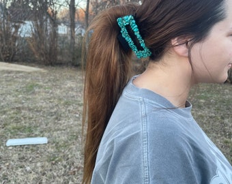 Turquoise Hair Claw Clip, Gemstone Hair Accessory, Boho Hair Clip, Elegant Turquoise Clip, Stylish Gift for Her