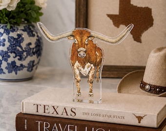Longhorn Acrylic Art Block | Game Day Decor | Western Decor | Graduation Gift