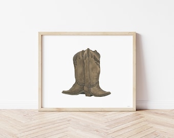 Arte mural de acuarela con botas de vaquero