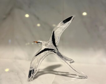 White-tailed Tropic Bird Acrylic Art Block | Bermuda Longtail Tropical Decor