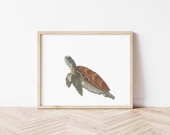 Sea Turtle Watercolor Wall Art
