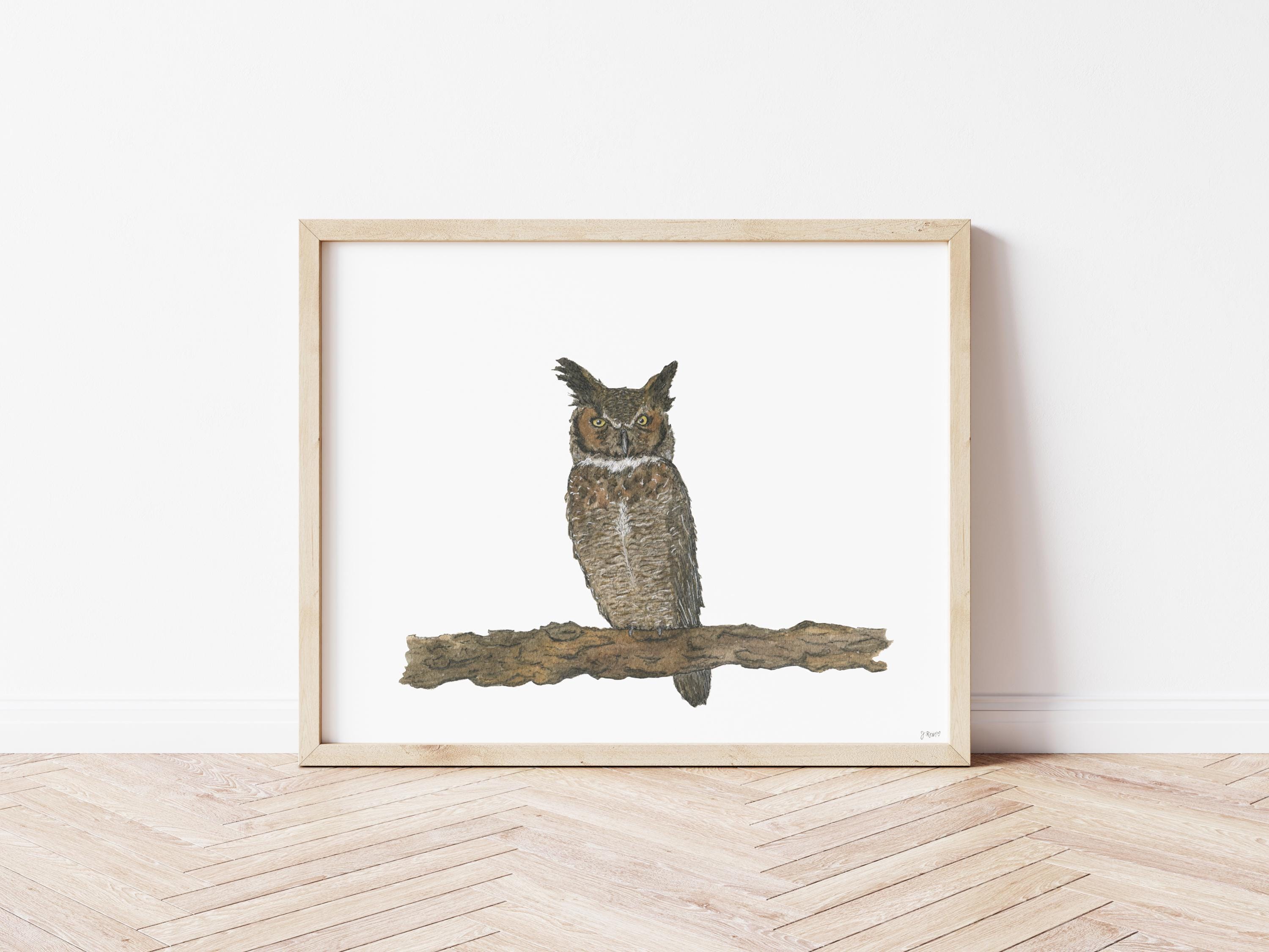 Owl Watercolor Wall Art