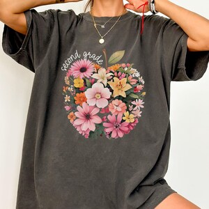 Comfort Colors® Second Grade Teacher Shirt, Second Grade Shirt, 2nd Grade Teacher Shirt, Teacher Gift,Floral Teacher Tee,Teacher Apple Shirt