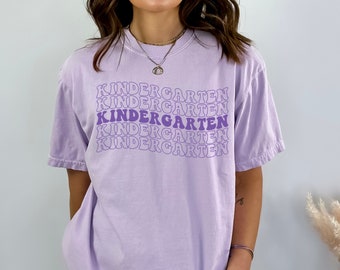Comfort Colors Kindergarten Teacher Shirt,Comfort Colors Kindergarten Shirt,Kindergarten Teacher Tee,Gift For Teacher,Groovy Teacher T-Shirt