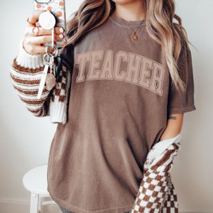 Comfort Colors® Shirt, Comfort Colors Teacher Shirt, Varsity Teacher Shirt, Gift For Teacher, Back to School Shirt, Trendy Teacher T-Shirt