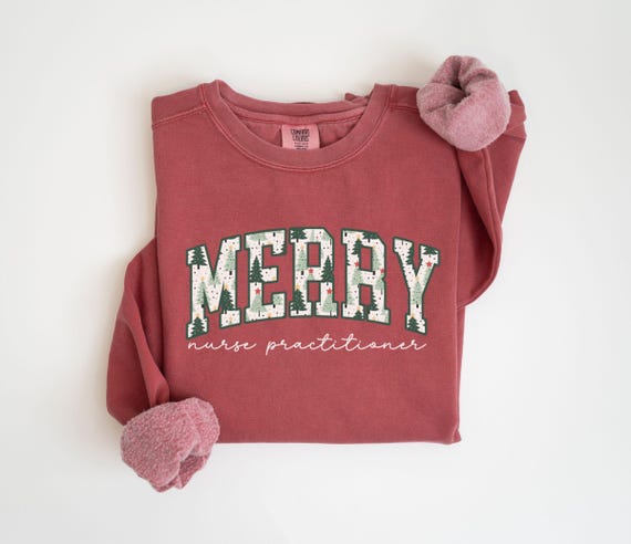 Comfort Colors® Merry Nurse Practitioner Sweatshirt, Christmas Nurse Practitioner Crewneck,Nurse Practitioner Gift,Christmas Gift For Nurse