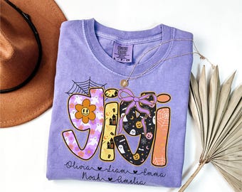 Comfort Colors® Halloween Gigi Shirt,Personalized Gigi Shirt With Kids Names,Gigi Halloween Shirt,Spooky Gigi Tshirt,Grandma Halloween Gift
