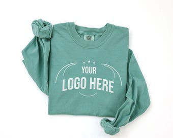 Camiseta de manga larga Comfort Colors® con logotipo personalizado, camiseta con logotipo de empresa personalizado, camiseta con logotipo comercial, logotipo escolar personalizado, camiseta con logotipo de equipo.
