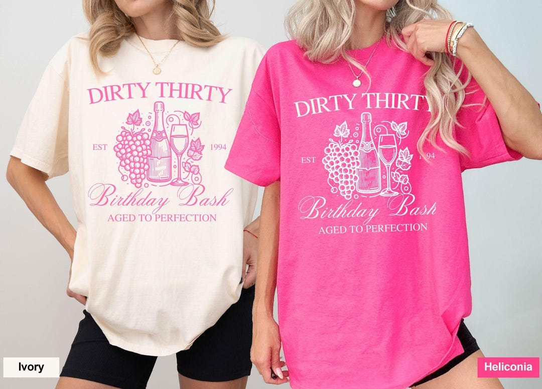 30th Birthday Shirt Gift Gold Drunk Thirsty Thirty 30 Pink