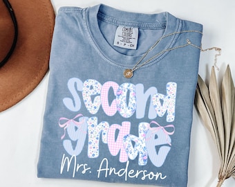 Comfort Colors® Custom Second Grade Teacher Shirt,Personalized Second Grade Shirt,Gift For Teacher,2nd Grade Teacher Team Shirt,Teacher Gift