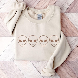 Aliens Sweatshirt, UFO Sweatshirt, Aliens Shirt, Minimalist Sweatshirt, Space Sweatshirt, Alien Lover Sweatshirt, Crewneck Sweatshirt, image 1