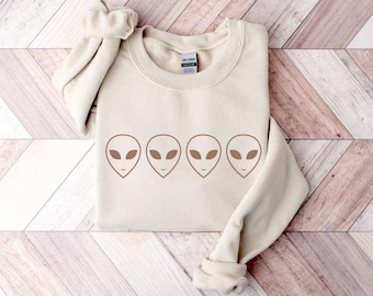 Aliens Sweatshirt, UFO Sweatshirt, Aliens Shirt, Minimalist Sweatshirt, Space Sweatshirt, Alien Lover Sweatshirt, Crewneck Sweatshirt,