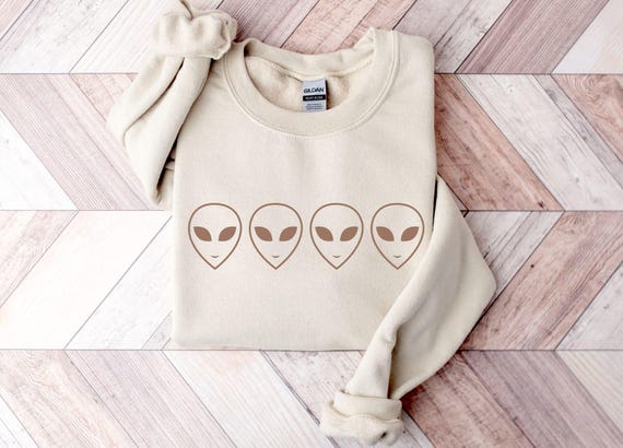 Aliens Sweatshirt, UFO Sweatshirt, Aliens Shirt, Minimalist Sweatshirt, Space Sweatshirt, Alien Lover Sweatshirt, Crewneck Sweatshirt,