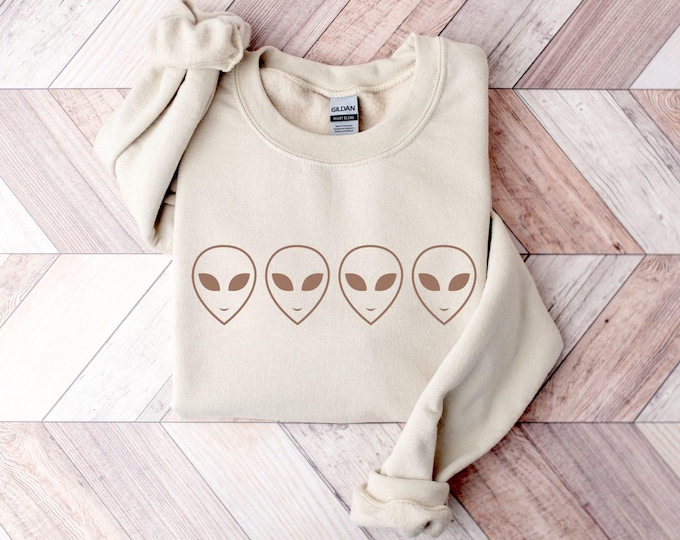 Aliens Sweatshirt, UFO Sweatshirt, Aliens Shirt, Minimalist Sweatshirt, Space Sweatshirt, Alien Lover Sweatshirt, Crewneck Sweatshirt,