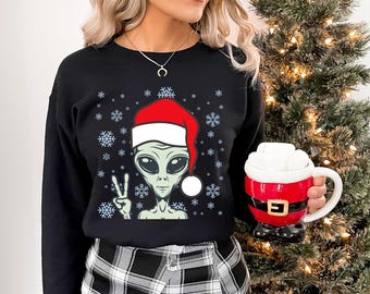 Christmas Alien Sweatshirt,ugly Christmas Sweater,ugly Christmas