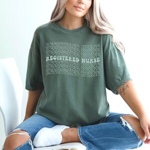 Registered Nurse Shirt, Comfort Colors Nurse Shirt, RN Graduation Gifts, RN Shirt, New Nurse Gifts, Nurse Graduation Gifts,Retro Nurse Shirt Moss