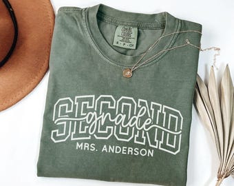 Comfort Colors® Custom Second Grade Teacher Shirt,Personalized Second Grade Shirt,Gift For Teacher,2nd Grade Teacher Team Shirt,Teacher Gift