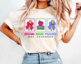 Comfort Colors® Custom Second Grade Teacher Shirt,Personalized Second Grade Shirt,Gift For Teacher,2nd Grade Teacher Team Shirt,Teacher Gift