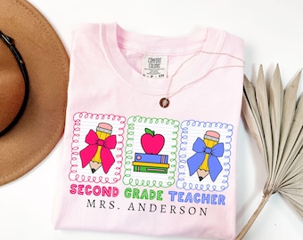 Comfort Colors® Custom Second Grade Teacher Shirt,Personalized Second Grade Shirt,Gift For Teacher,2nd Grade Teacher Team Shirt,Teacher Gift