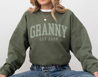 Granny Est Sweatshirt,Granny Est 2024 Sweatshirt,Custom Granny Sweatshirt,Granny Gift,New Grandma Gift,Granny Sweater,Granny Christmas Gift