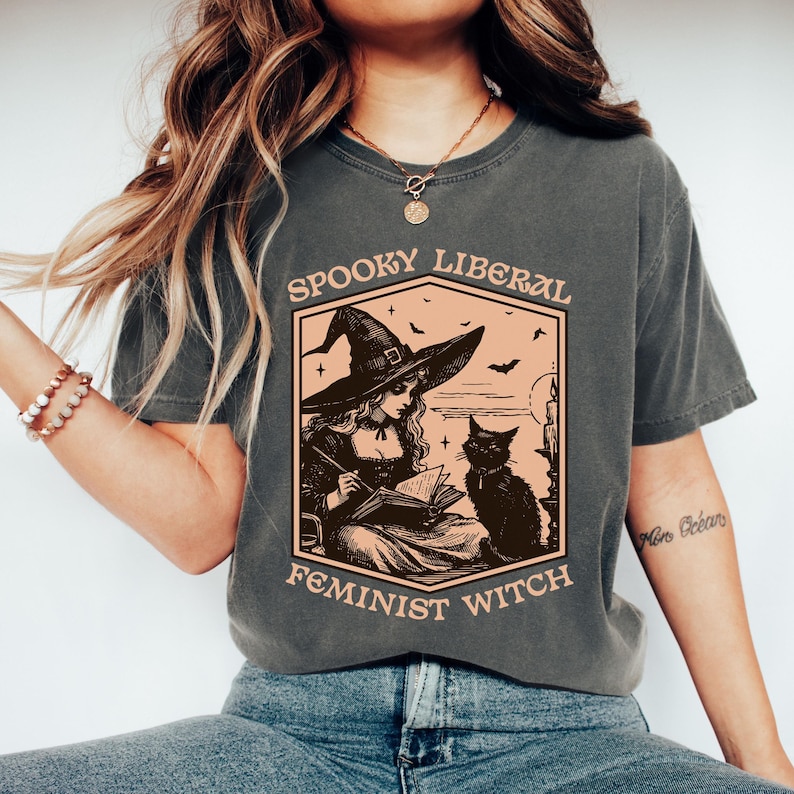 Comfort Colors® Spooky Liberal Feminist Witch Shirt,Fall Feminism Tee,Feminist Witch Shirt,Halloween Womens Empowerment T-Shirt,Mystic Shirt image 1