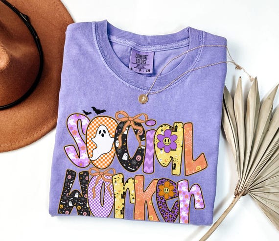 Comfort Colors® Halloween Social Worker Shirt,Social Worker HalloweenTshirt,Social Worker Halloween Tee,Social Worker Gift,Social Worker Tee